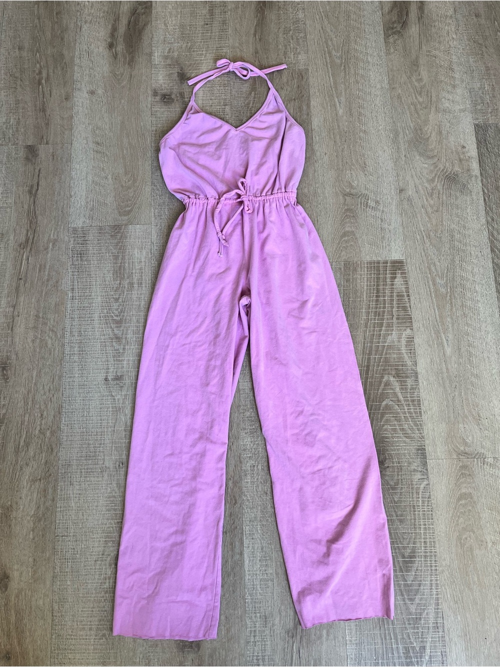 Pink Halter Tie-Waist Jumpsuit ballet